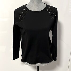 NWOT Michael Kors Long Sleeve Cotton Top Gold Accent, Size M